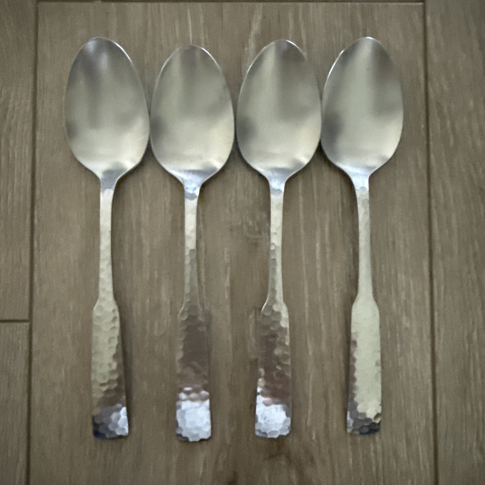 4‎ Stanley Roberts PLYMOUTH COVE HAMMERED Stainless Oval Place Soup Spoons